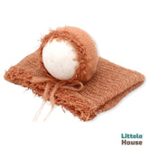 Baby Wool Knit Wrap with Mohair Bonnet SR088 | NB | Rusty Brown